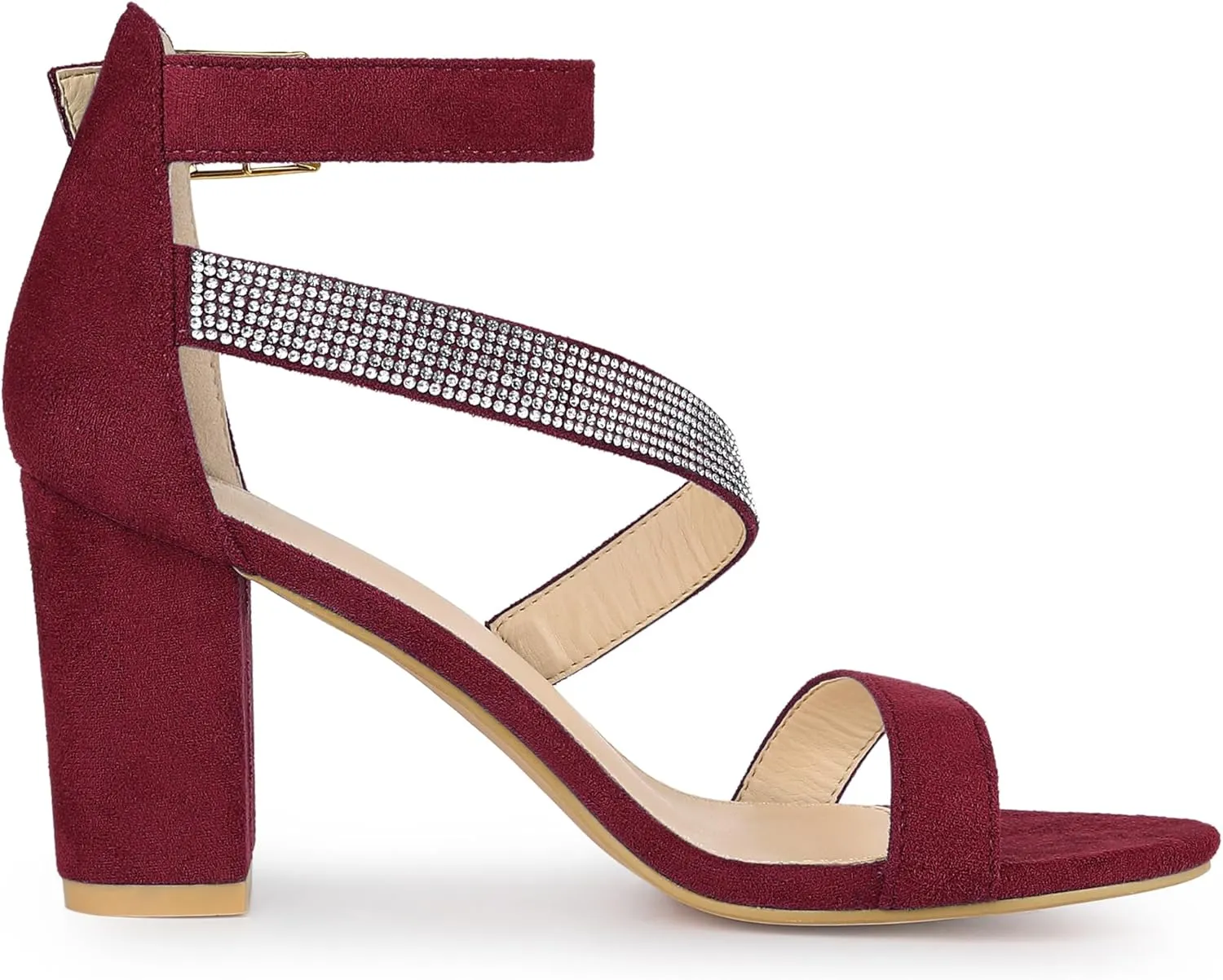 Allegra K Women's Rhinestone Open Toe Block Heels Sandals