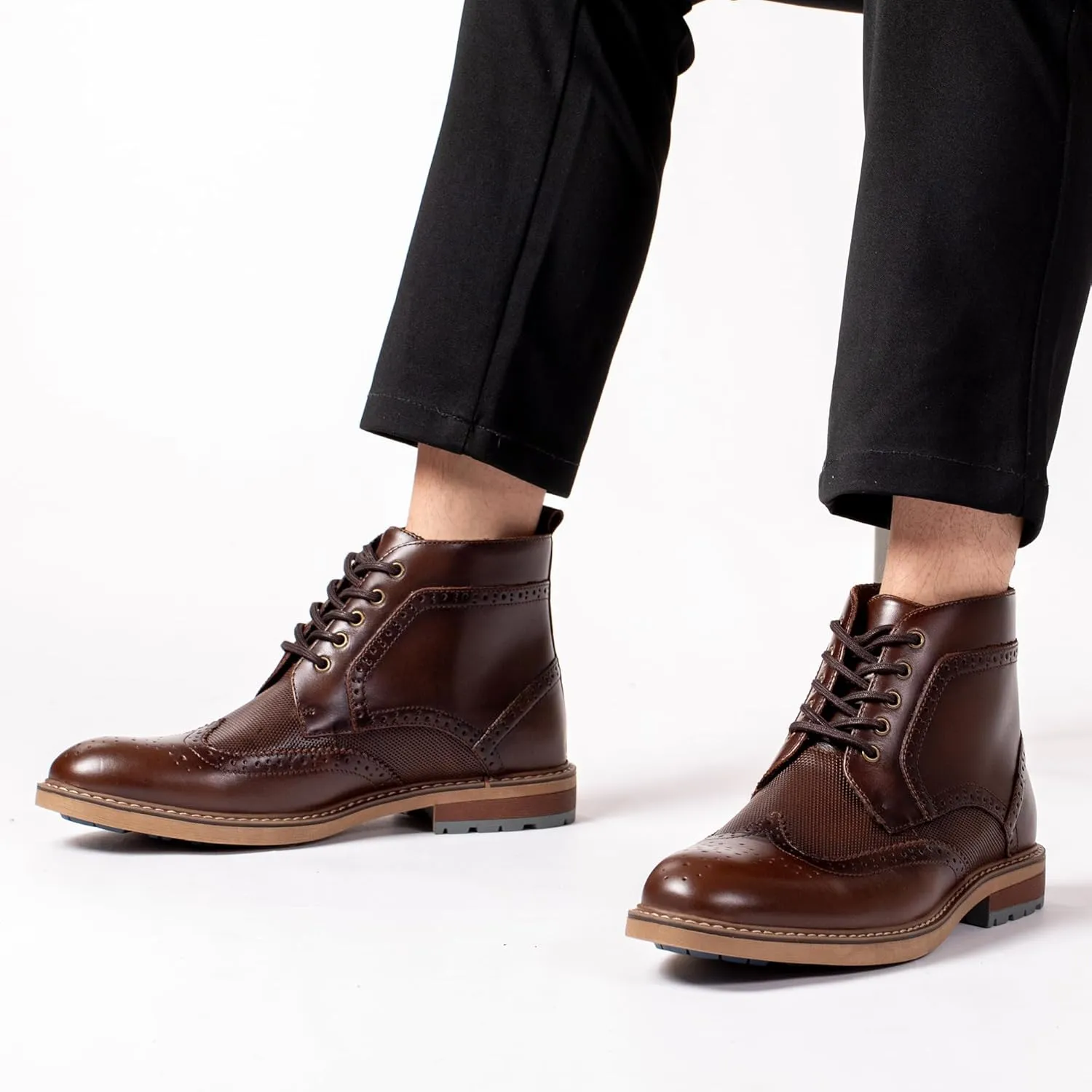 Arkbird Mens Oxford Dress Boots Fashion Casual Genuine Leather Brogue Chukka Ankle Boot for Men