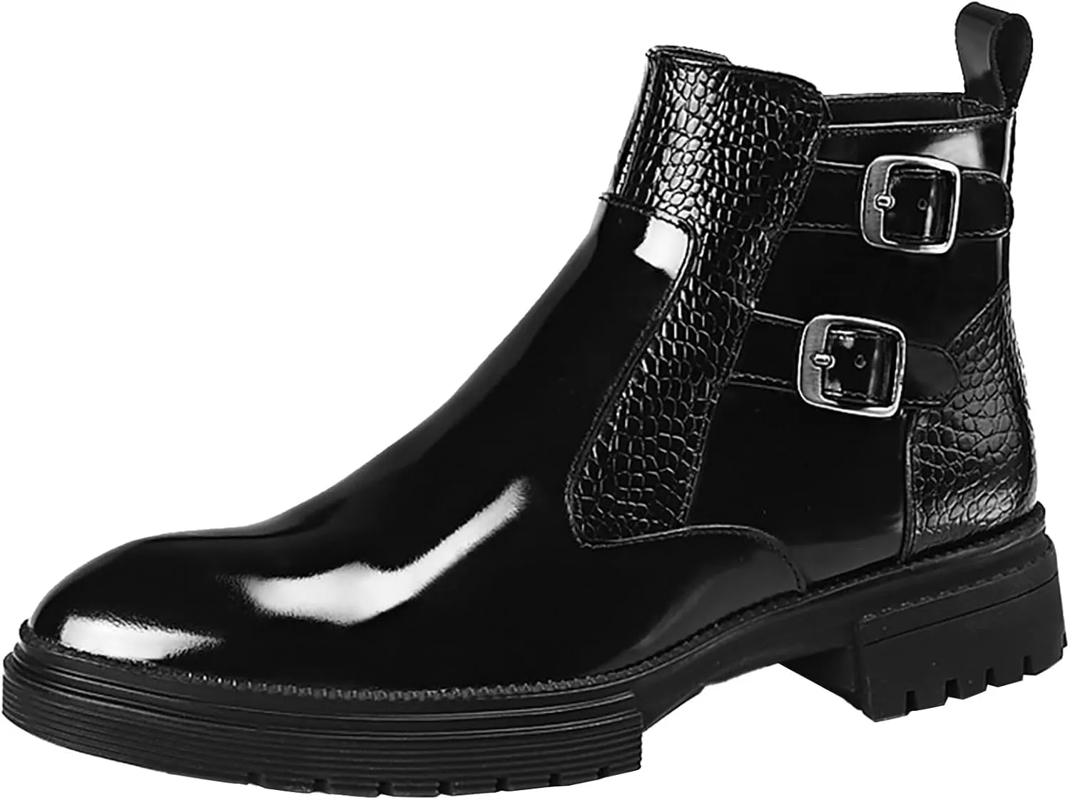 Blue Dress Shoes Men Prom Shiny Leather Boots For Men's Short Boots And High Top Leather Shoes For Foreign Trade Mens Business Shoes Black