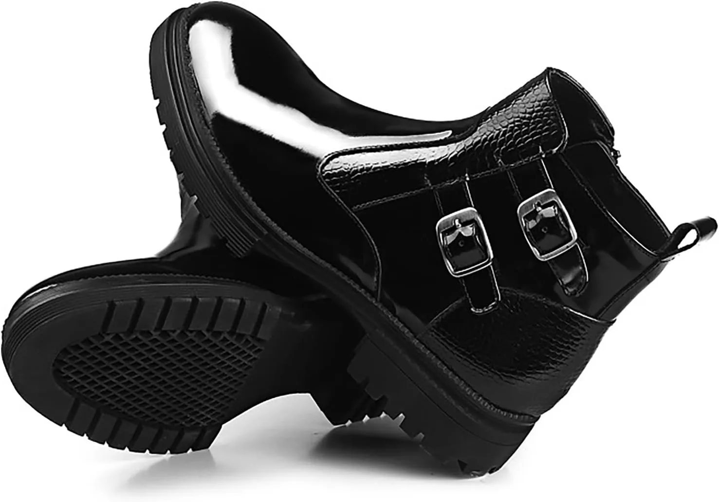 Blue Dress Shoes Men Prom Shiny Leather Boots For Men's Short Boots And High Top Leather Shoes For Foreign Trade Mens Business Shoes Black