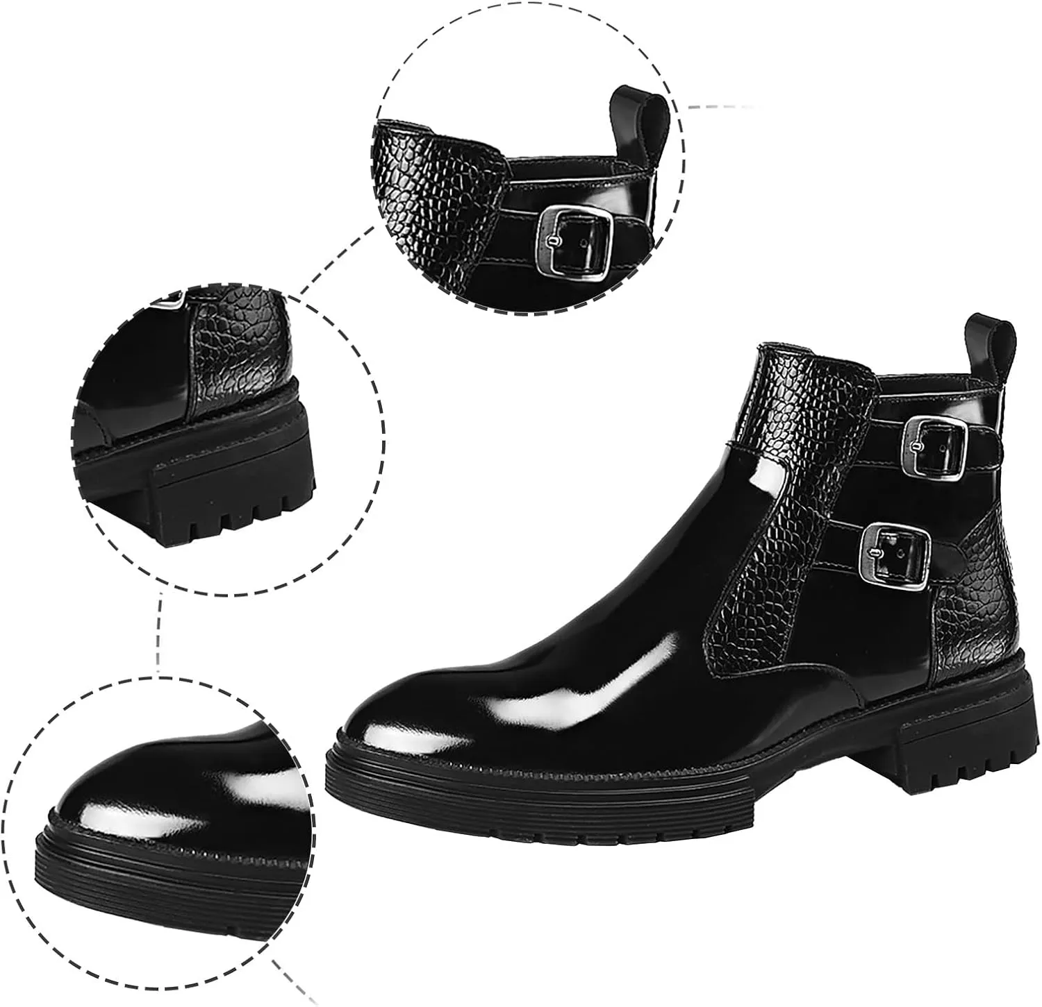 Blue Dress Shoes Men Prom Shiny Leather Boots For Men's Short Boots And High Top Leather Shoes For Foreign Trade Mens Business Shoes Black
