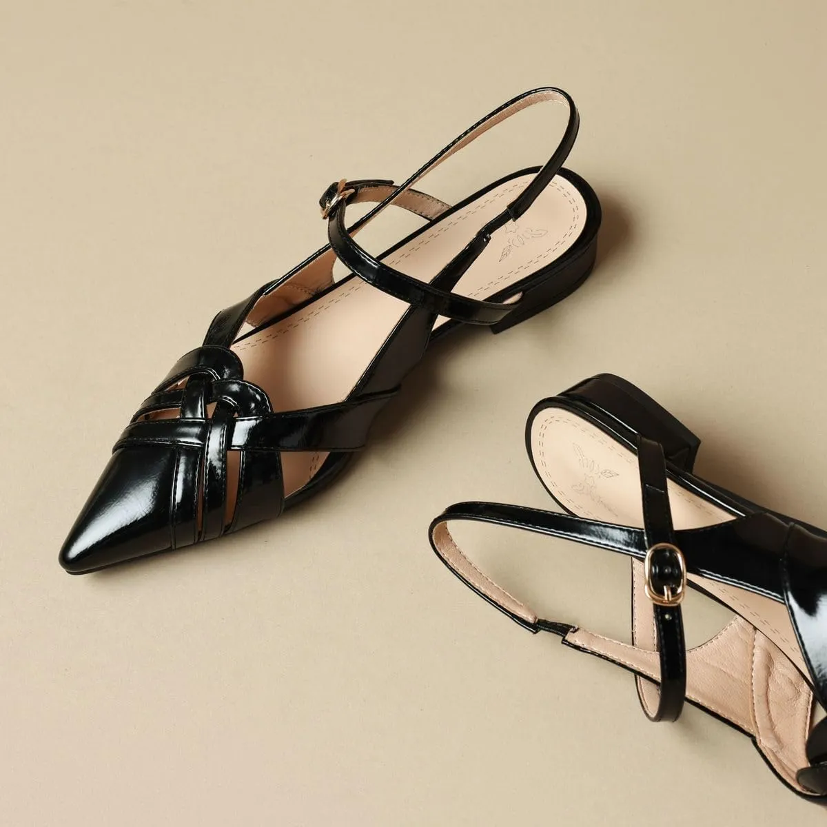DINTAHA Pointed Toe Slingback Flats For Women,Mary Jane Flats Women,Ballet Flats Shoes For Women