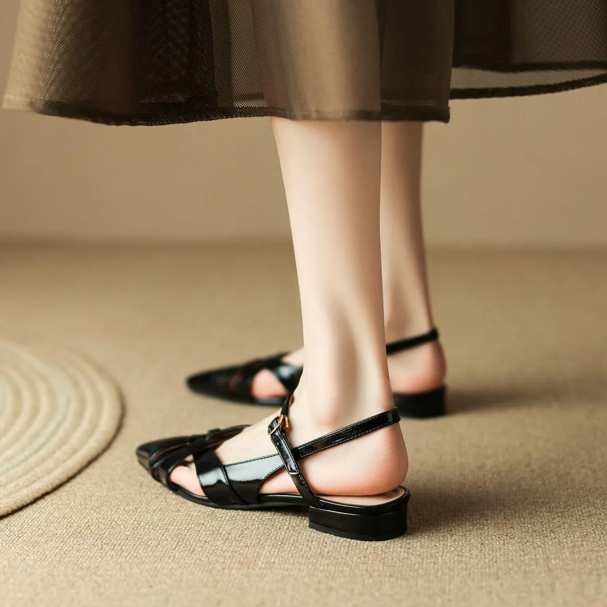DINTAHA Pointed Toe Slingback Flats For Women,Mary Jane Flats Women,Ballet Flats Shoes For Women