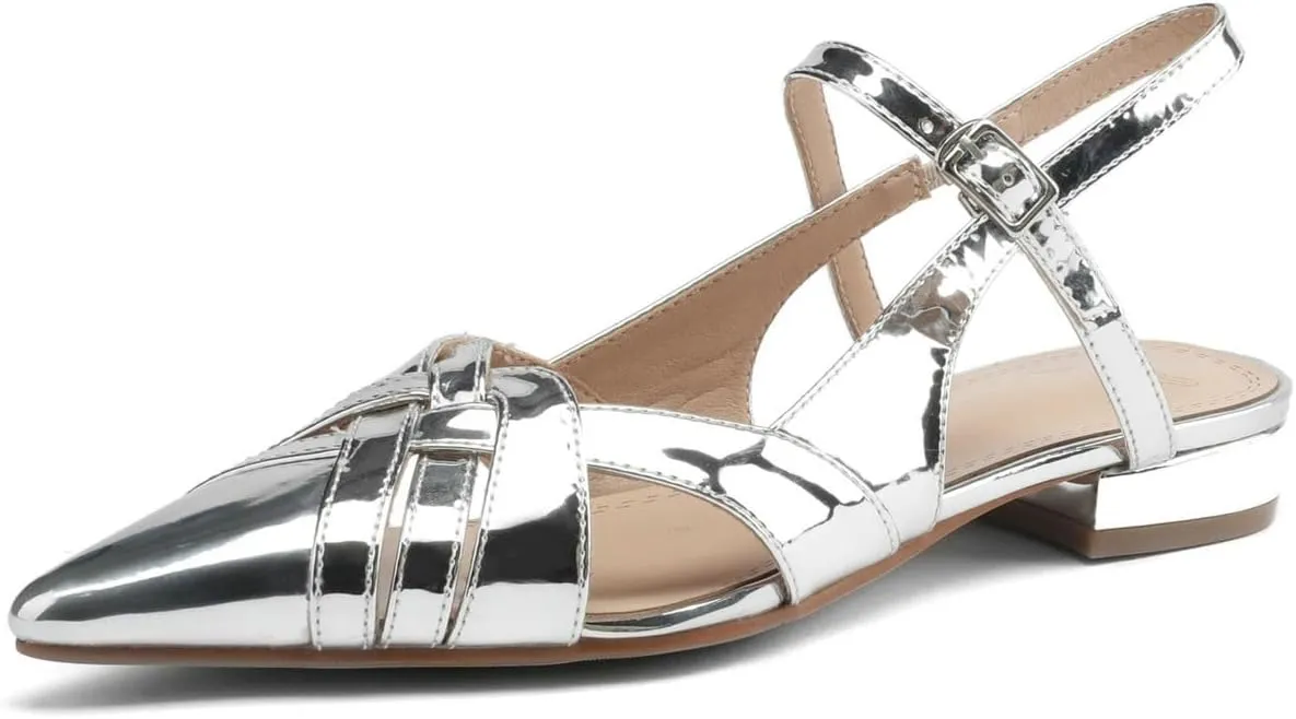 DINTAHA Pointed Toe Slingback Flats For Women,Mary Jane Flats Women,Ballet Flats Shoes For Women