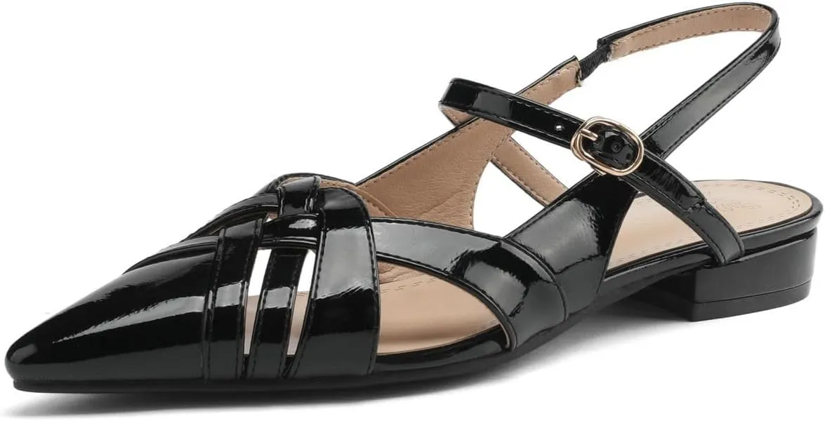 DINTAHA Pointed Toe Slingback Flats For Women,Mary Jane Flats Women,Ballet Flats Shoes For Women