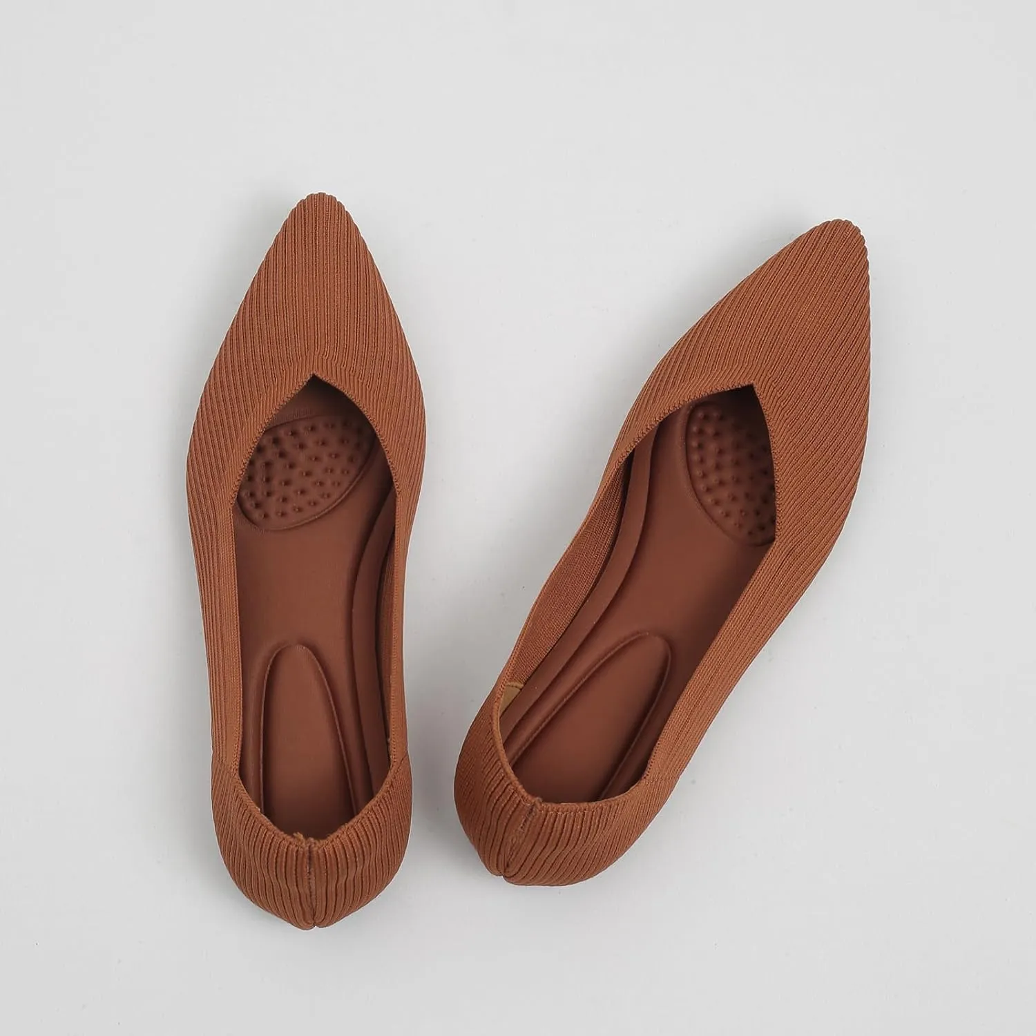 Dumalum Knit Mules for Women Flats Pointed Round Toe Mesh Ballet Flats Shoes Backless Slip On Slides Washable Walking Shoes