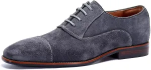 Formal Shoes Dress Oxford for Men Lace Up Cap Toe Square Toe Cowhide Non Slip Block Heel Slip Resistant Prom