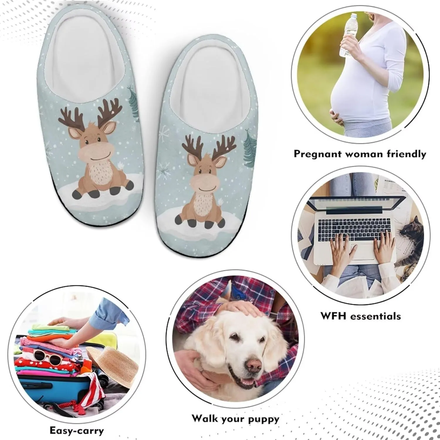 Fuzzy Slippers for Women Everyday Holiday Party Wear Warm Soft Anti-Slip