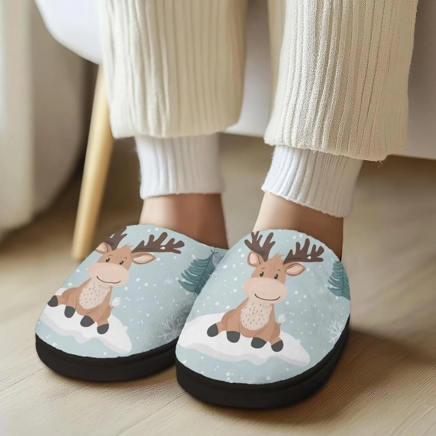 Fuzzy Slippers for Women Everyday Holiday Party Wear Warm Soft Anti-Slip