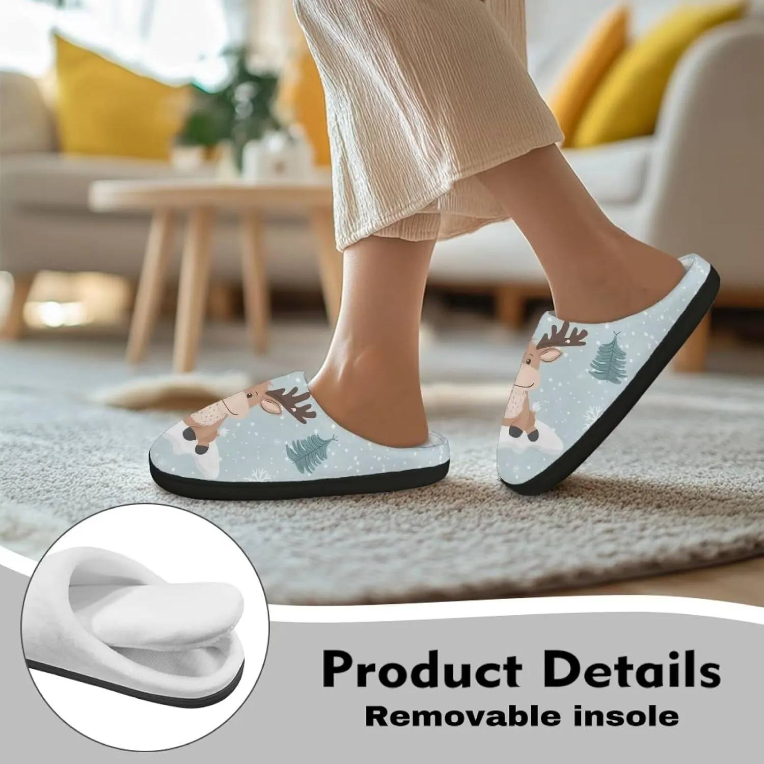 Fuzzy Slippers for Women Everyday Holiday Party Wear Warm Soft Anti-Slip