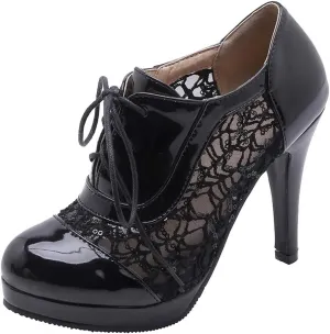 Gracemee Women Classic Brogue Shoes Stiletto High Heels