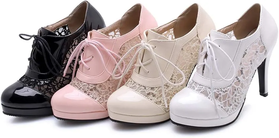 Gracemee Women Classic Brogue Shoes Stiletto High Heels