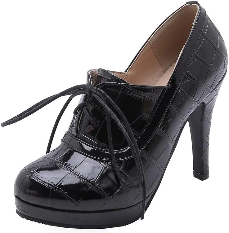 Gracemee Women Classic Brogue Shoes Stiletto High Heels