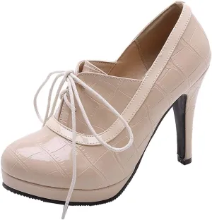 Gracemee Women Classic Brogue Shoes Stiletto High Heels