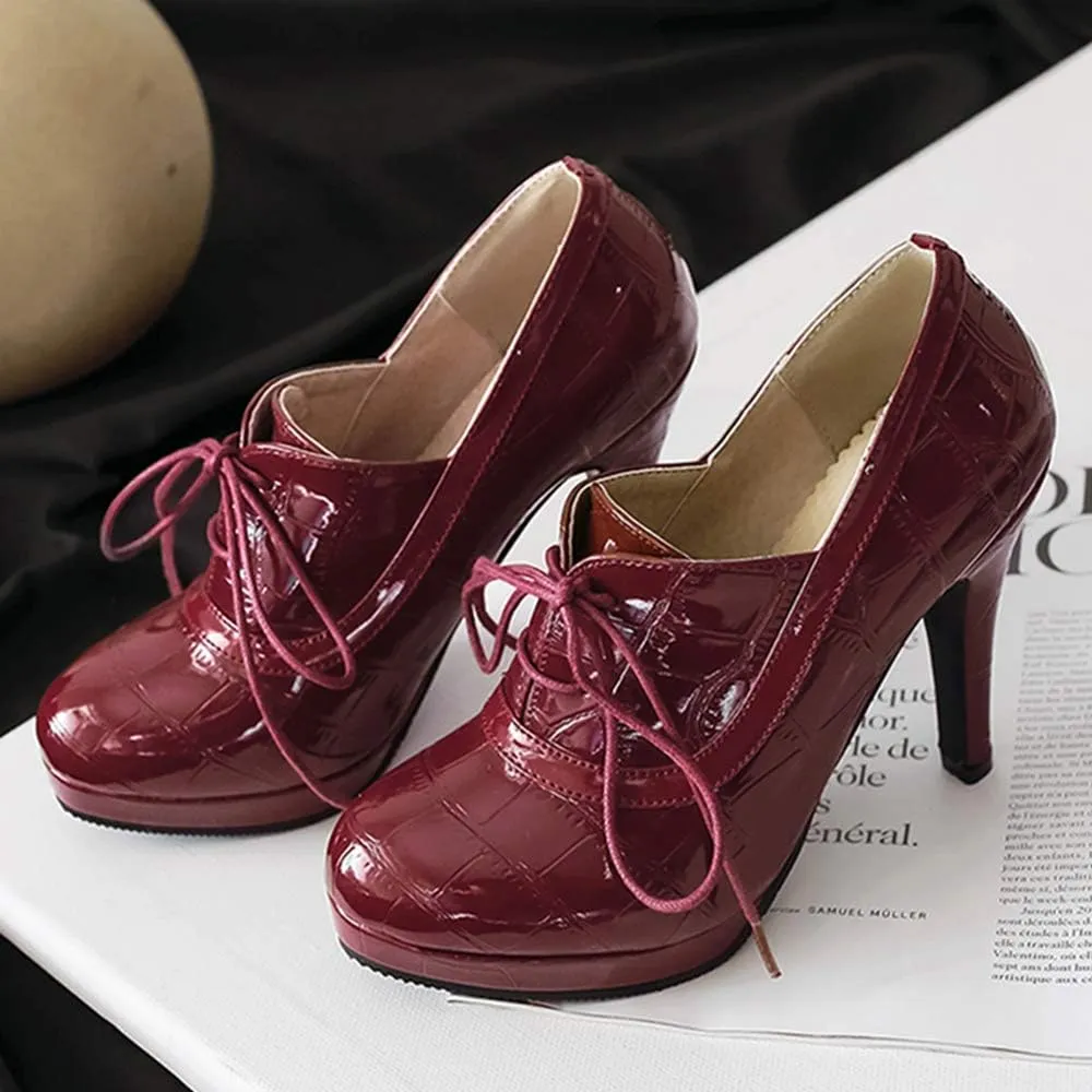 Gracemee Women Classic Brogue Shoes Stiletto High Heels