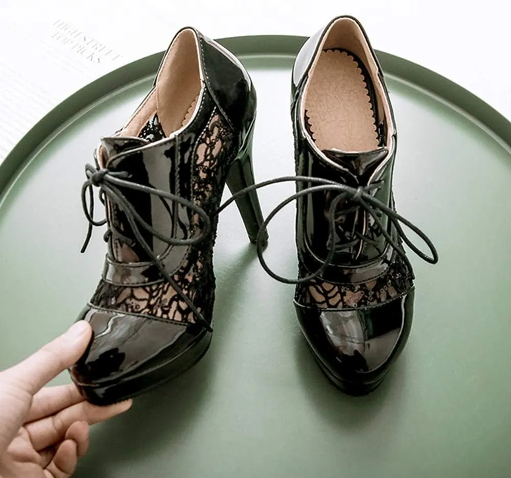 Gracemee Women Classic Brogue Shoes Stiletto High Heels