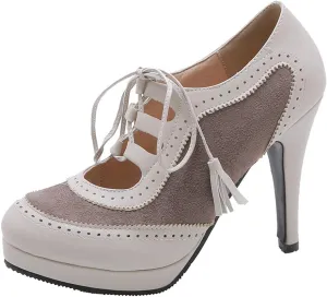 Gracemee Women Classic Brogue Shoes Stiletto High Heels
