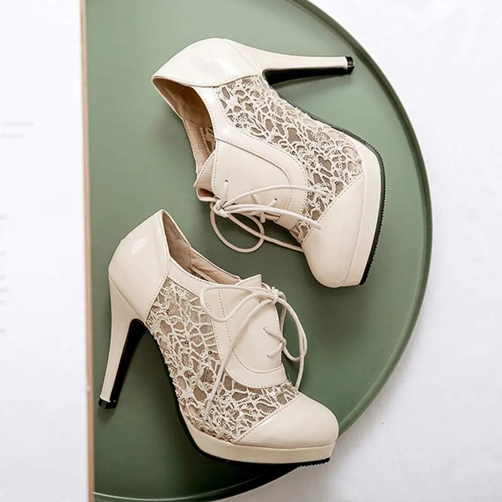 Gracemee Women Classic Brogue Shoes Stiletto High Heels