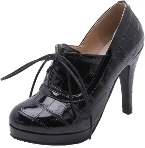 Gracemee Women Classic Brogue Shoes Stiletto High Heels