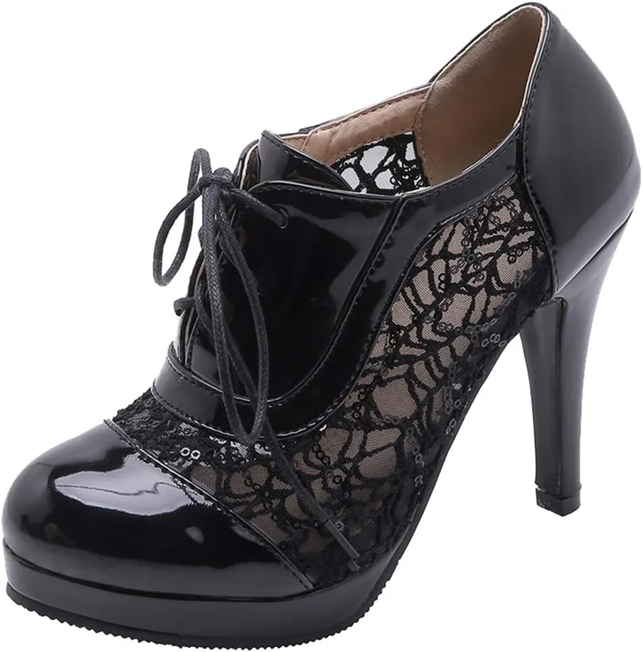 Gracemee Women Classic Brogue Shoes Stiletto High Heels
