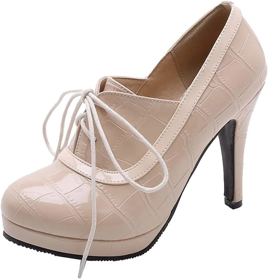 Gracemee Women Classic Brogue Shoes Stiletto High Heels