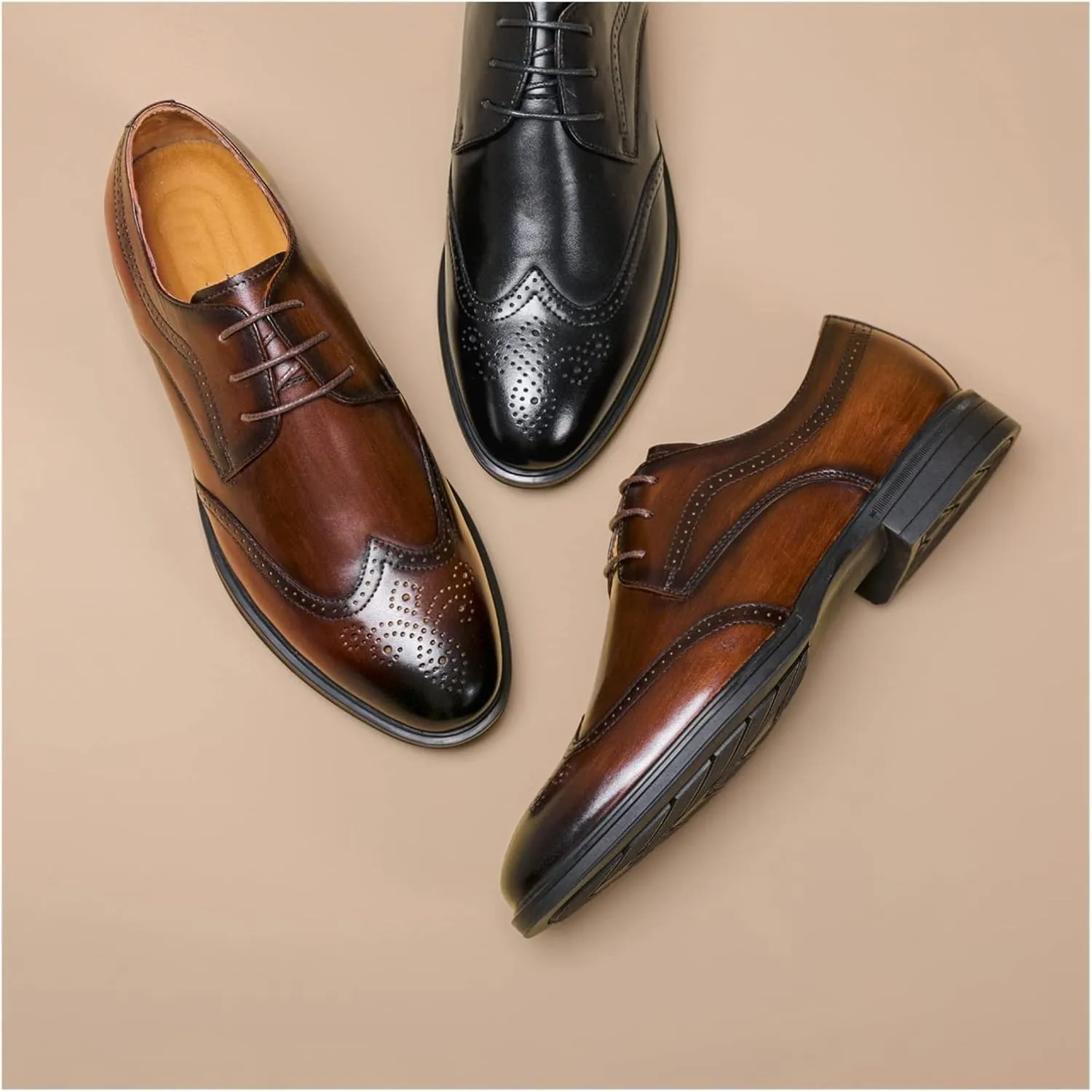HASMI 2022 Spring and Autumn Brogue Carved Men's Leather Shoes Business British Style Shoes Casual Men's Leather Shoes