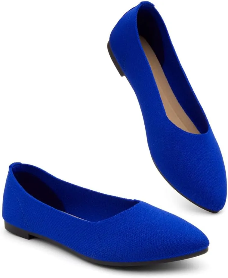 Herstyle Women's Flats  Dressy Pointed Toe Knit Ballet Flat Shoes with Memory Foam | Slip-On, Foldable & Comfortable for Work, Office, Party & Travel (2025 Trend)