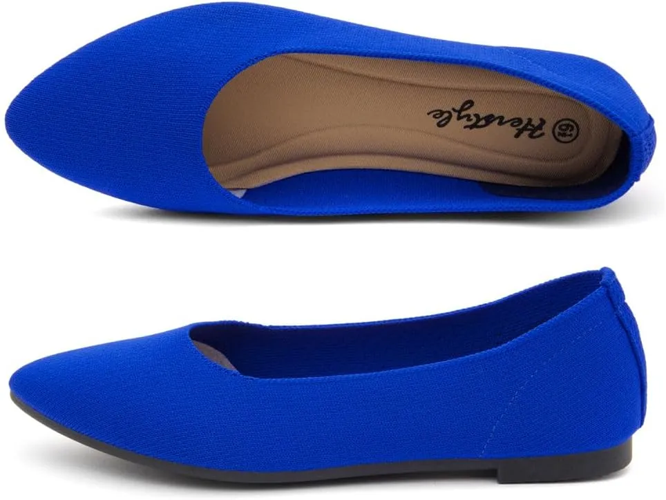 Herstyle Women's Flats  Dressy Pointed Toe Knit Ballet Flat Shoes with Memory Foam | Slip-On, Foldable & Comfortable for Work, Office, Party & Travel (2025 Trend)