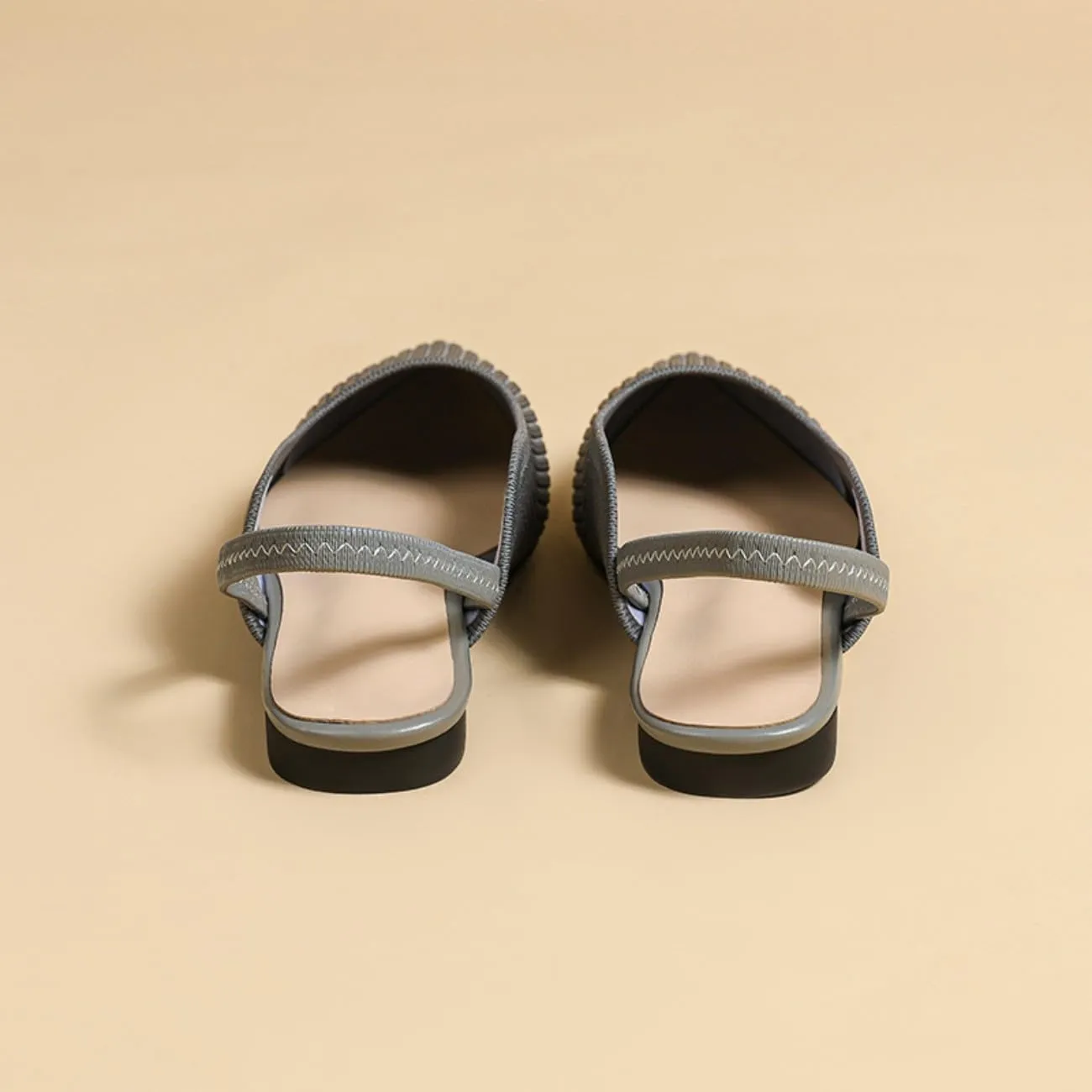 HROYL Slingback Flats for Women Pointed Toe Ballet Flats Shoes Women Dressy Comfortable Slip On Knit Flat Model XTZ-BT6