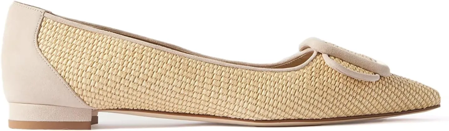 JORISTIMO Women's Ballet Flats Pointed Closed Toe Pumps Low Heels Mary Jane Slip On Dressy Flats
