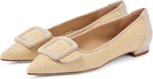 JORISTIMO Women's Ballet Flats Pointed Closed Toe Pumps Low Heels Mary Jane Slip On Dressy Flats