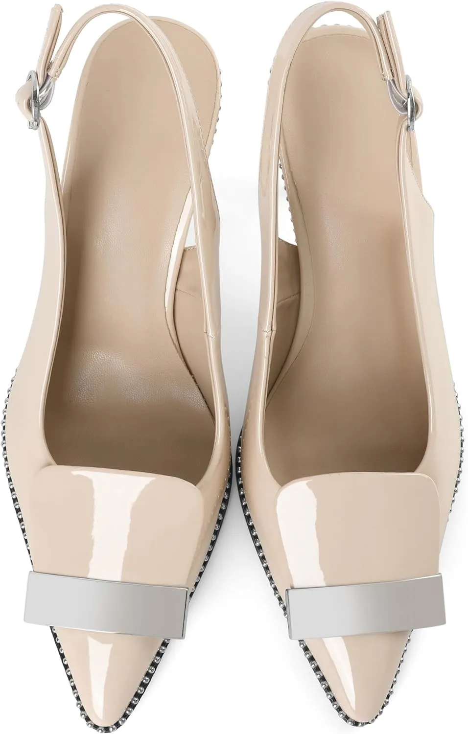 Joseywade Womens Slingback High Heels Stiletto Heels Pointed Toe 3.5 Inch Closed Toe Slip On Beaded Pumps Size 5-13