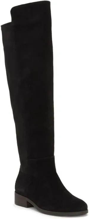 Juliet Holy Womens Knee High Boots Round Toe Chunky Block Heels Suede Fashion Winter Booties