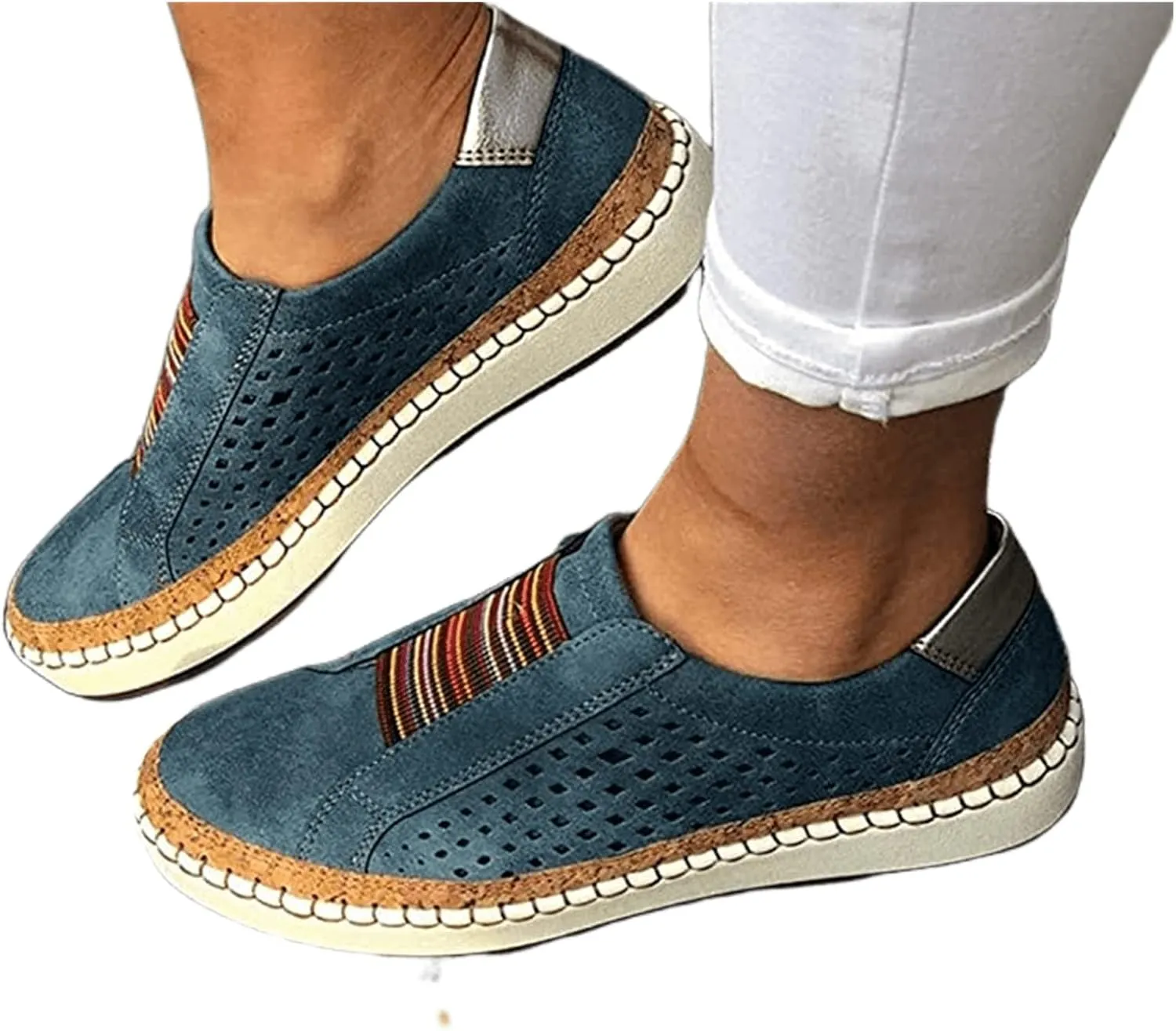 Lausiuoe Shoes For Women Dressy Flats Loafers Fashion Canvas Shoes Lightweight Casual Comfortable Walking Slip On Sneakers