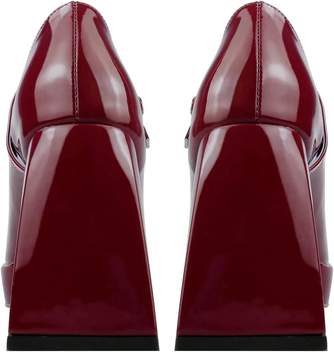 Lutalica W Women's Closed Square Toe Patent Leather 3.7IN Mid Block Heel Platform Ankle Strap Mary Jane Pumps Shoes