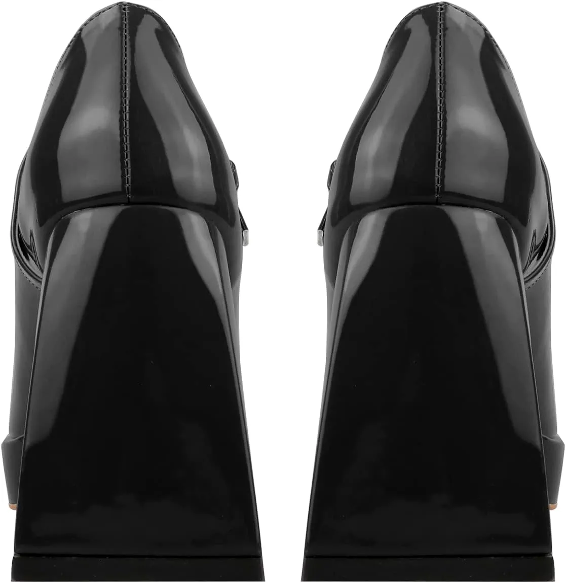 Lutalica W Women's Closed Square Toe Patent Leather 3.7IN Mid Block Heel Platform Ankle Strap Mary Jane Pumps Shoes