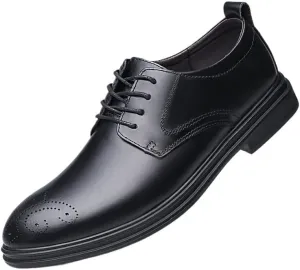 Men's Breathable Comfortable Business Lace Up Oxford Shoes Mens Classic Genuine Leather Oxford Dress Shoes Non-Slip Softsole Walking Oxford Shoes