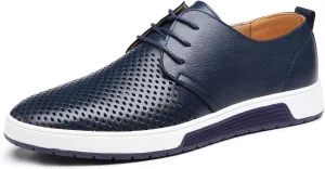 Men's Breathable Summer Lace Up Perforated Oxford Sneakers Casual Walking Driving Flats Shoes
