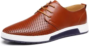 Men's Breathable Summer Lace Up Perforated Oxford Sneakers Casual Walking Driving Flats Shoes