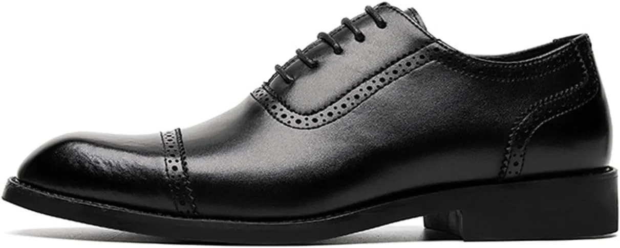 Men's Business Casual Dress Shoes Classic Square Toe Lace-Up Brogues Modern Formal Oxfords for Wedding Party Office Uniform