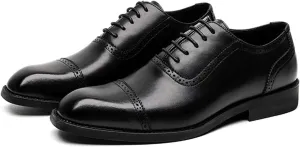 Men's Business Casual Dress Shoes Classic Square Toe Lace-Up Brogues Modern Formal Oxfords for Wedding Party Office Uniform