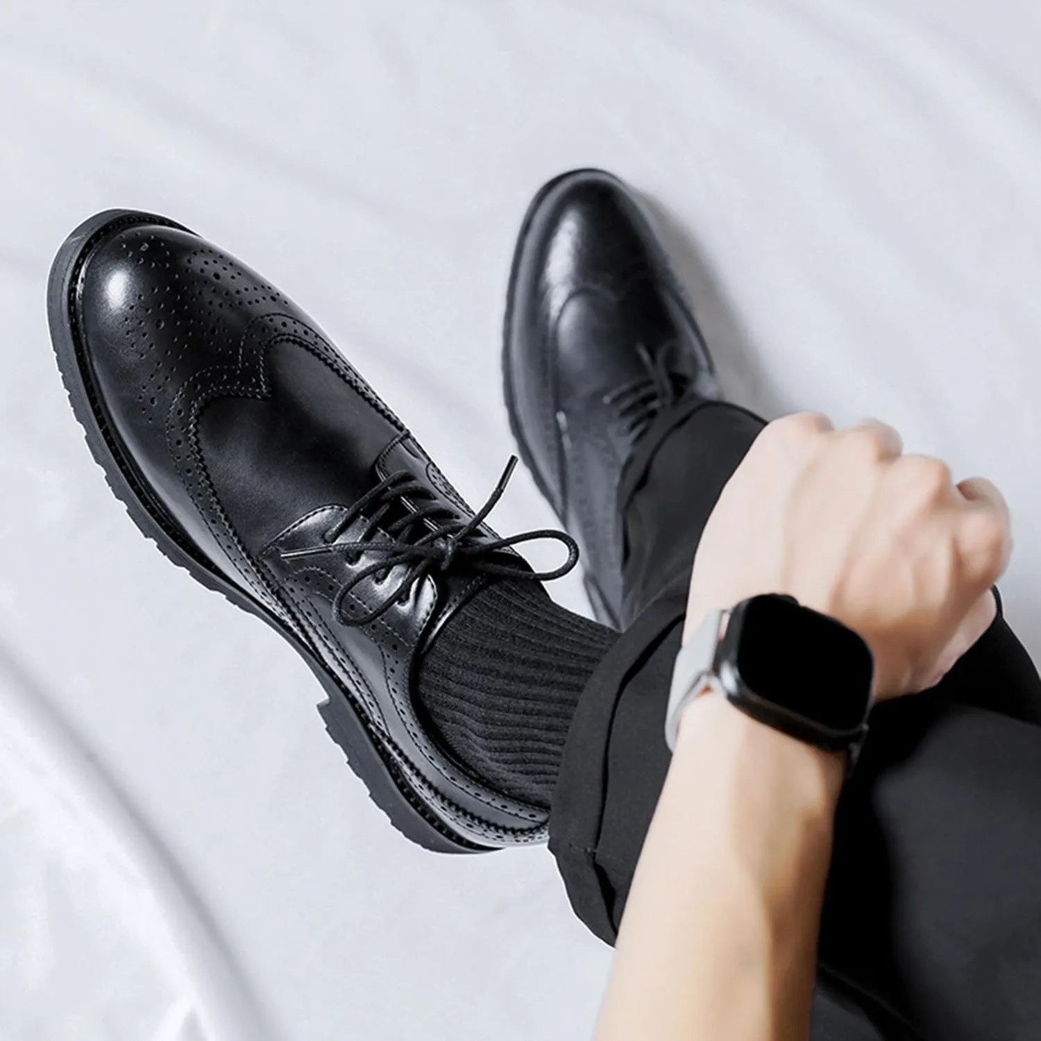Men's Business Casual Dress Shoes Classic Wingtip Lace-Up Brogues Modern Formal Oxfords Tuxedo Suit Shoes