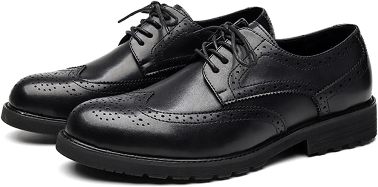 Men's Business Casual Dress Shoes Classic Wingtip Lace-Up Brogues Modern Formal Oxfords Tuxedo Suit Shoes