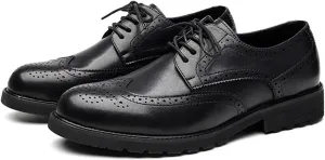 Men's Business Casual Dress Shoes Classic Wingtip Lace-Up Brogues Modern Formal Oxfords Tuxedo Suit Shoes