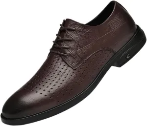 Men's Business Casual Walking Shoes Fashionable Breathable Leather Classic Lace-up Brogue Shoes