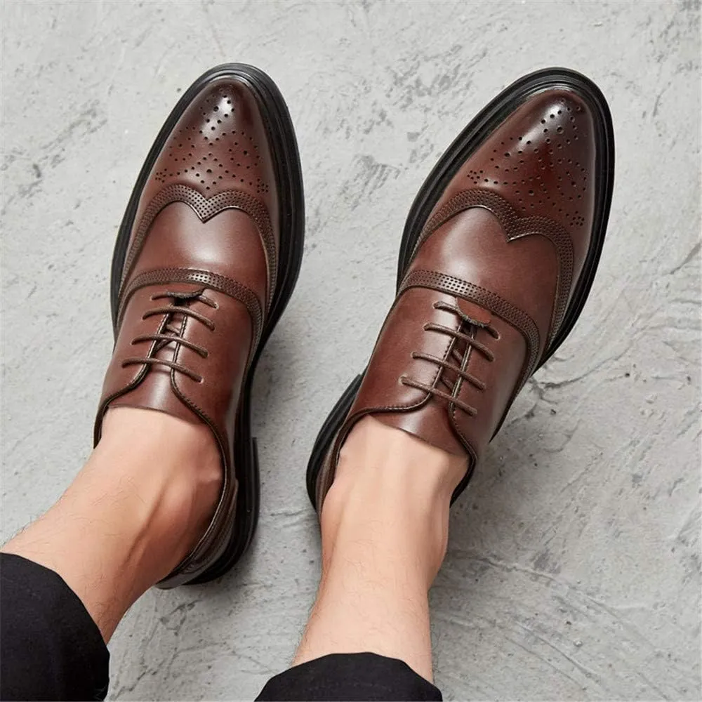 Men's Business Oxford Casual Fashion Retro Brush Color Classic Outsole Brogue Shoes