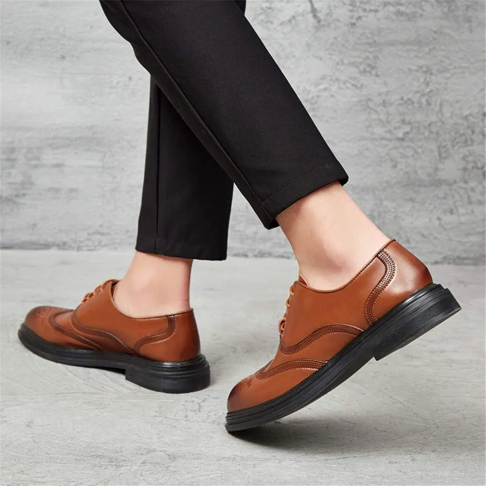 Men's Business Oxford Casual Fashion Retro Brush Color Classic Outsole Brogue Shoes