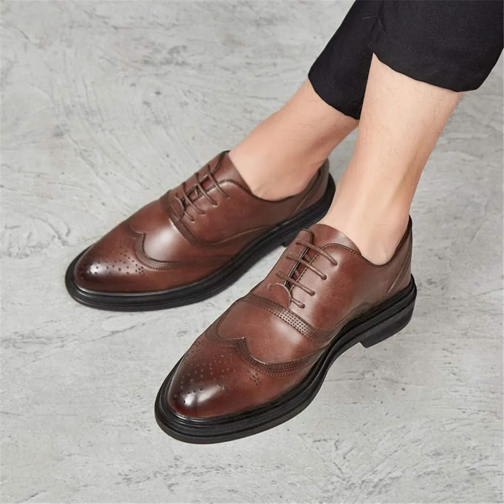 Men's Business Oxford Casual Fashion Retro Brush Color Classic Outsole Brogue Shoes