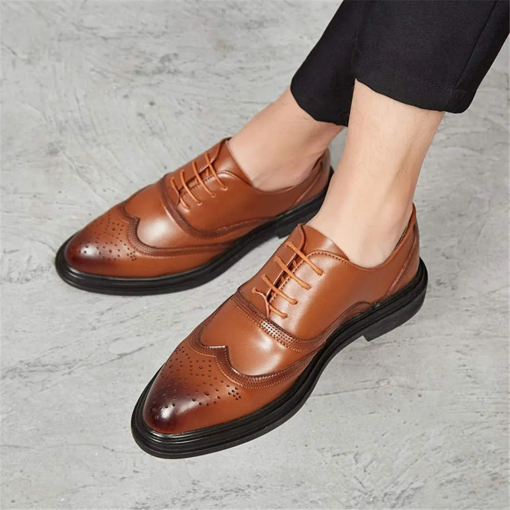 Men's Business Oxford Casual Fashion Retro Brush Color Classic Outsole Brogue Shoes