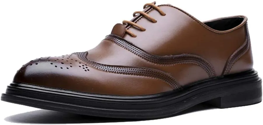Men's Business Oxford Casual Fashion Retro Brush Color Classic Outsole Brogue Shoes
